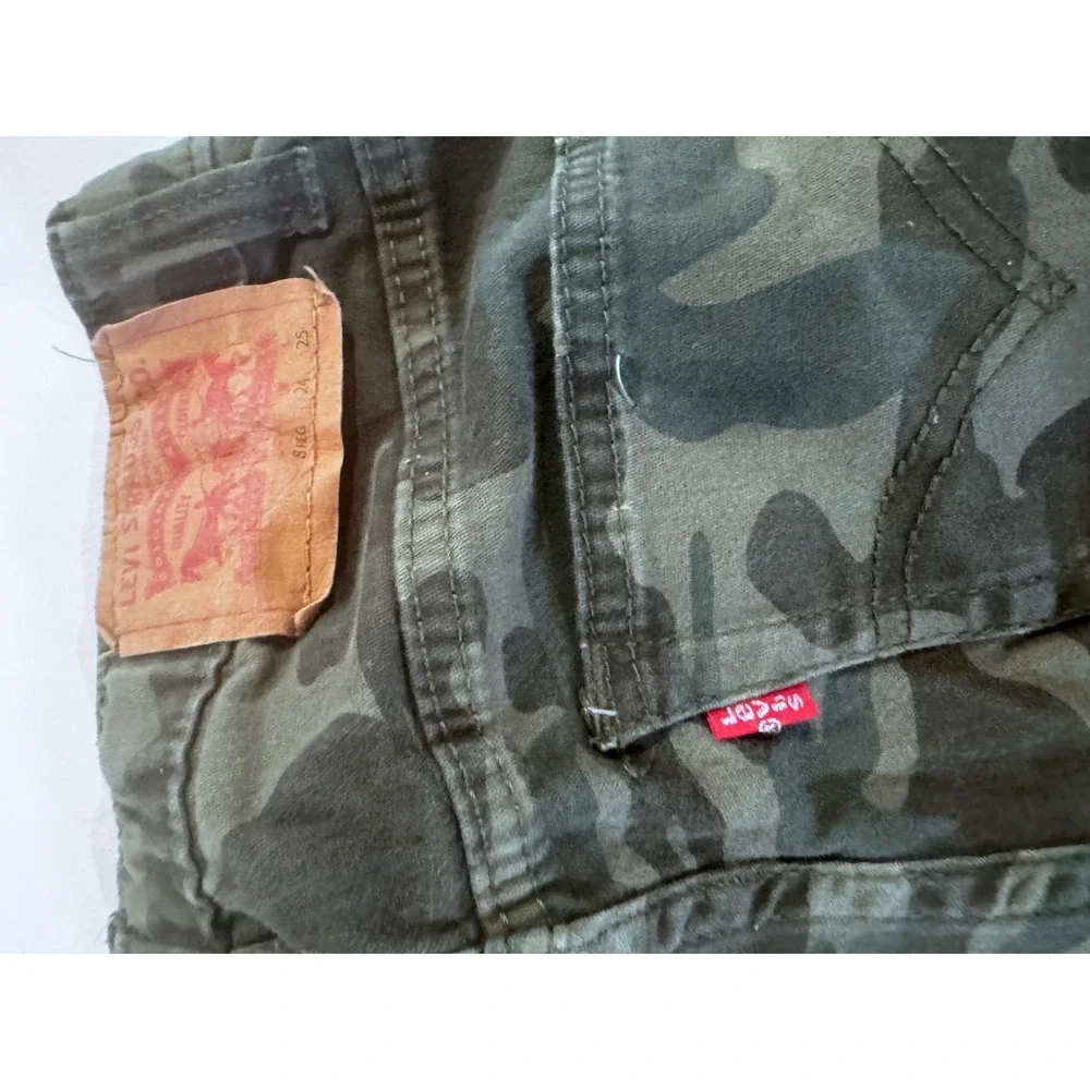 Levis Kids Camo Jogger Pants Green Camouflage Size 8 Regular Stretch Waist